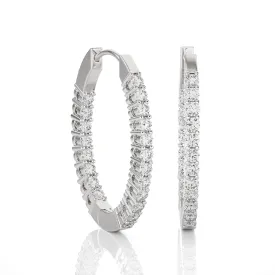 1 ctw Round Lab Grown Diamond Inside Out Hoop Earrings