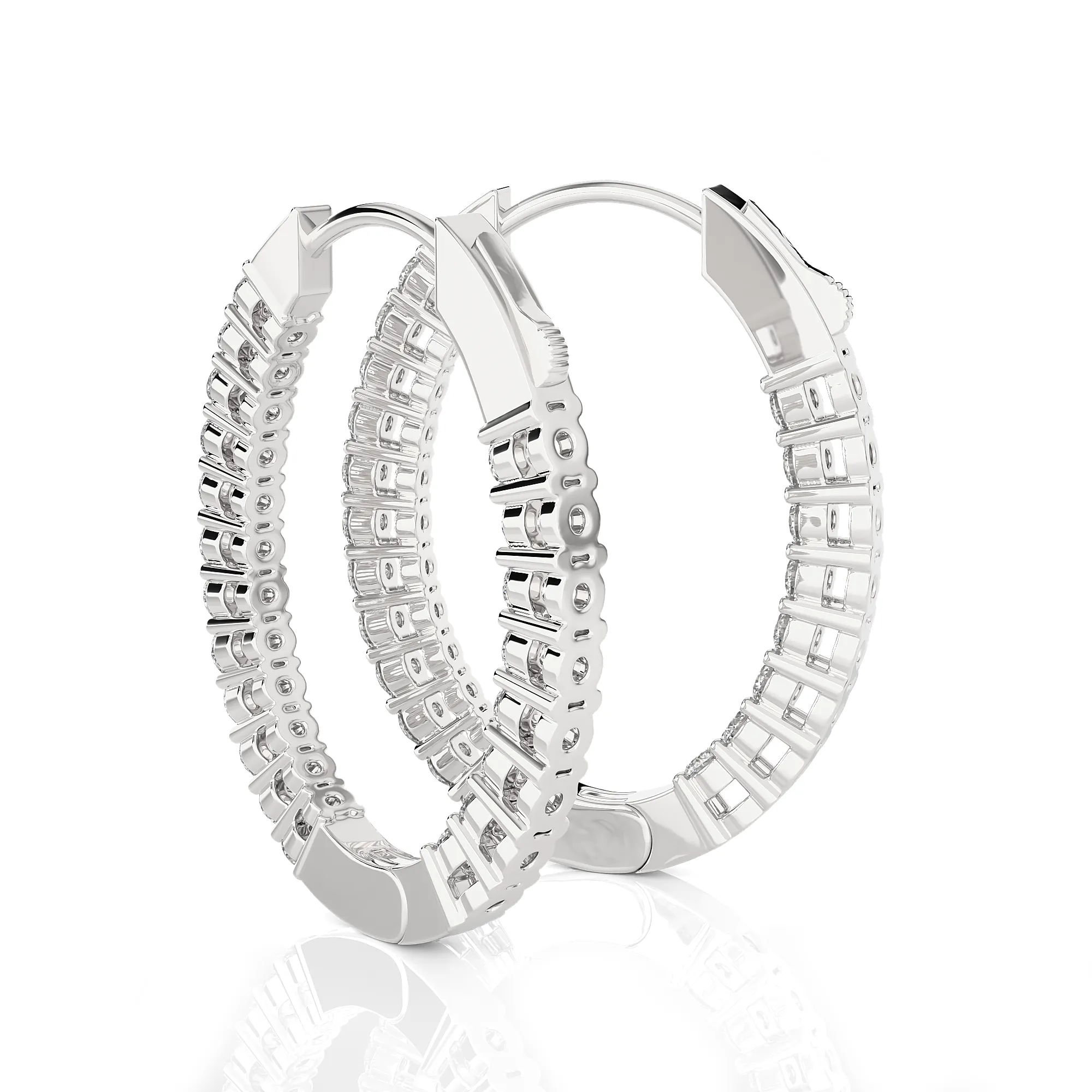 1 ctw Round Lab Grown Diamond Inside Out Hoop Earrings