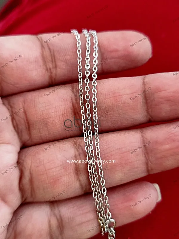 1 mm silver chain necklace tarnish resistant BRASS readymade FNCBS