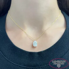 14K GOLD 2.00 CT LAB GROWN DIAMOND PEAR NECKLACE