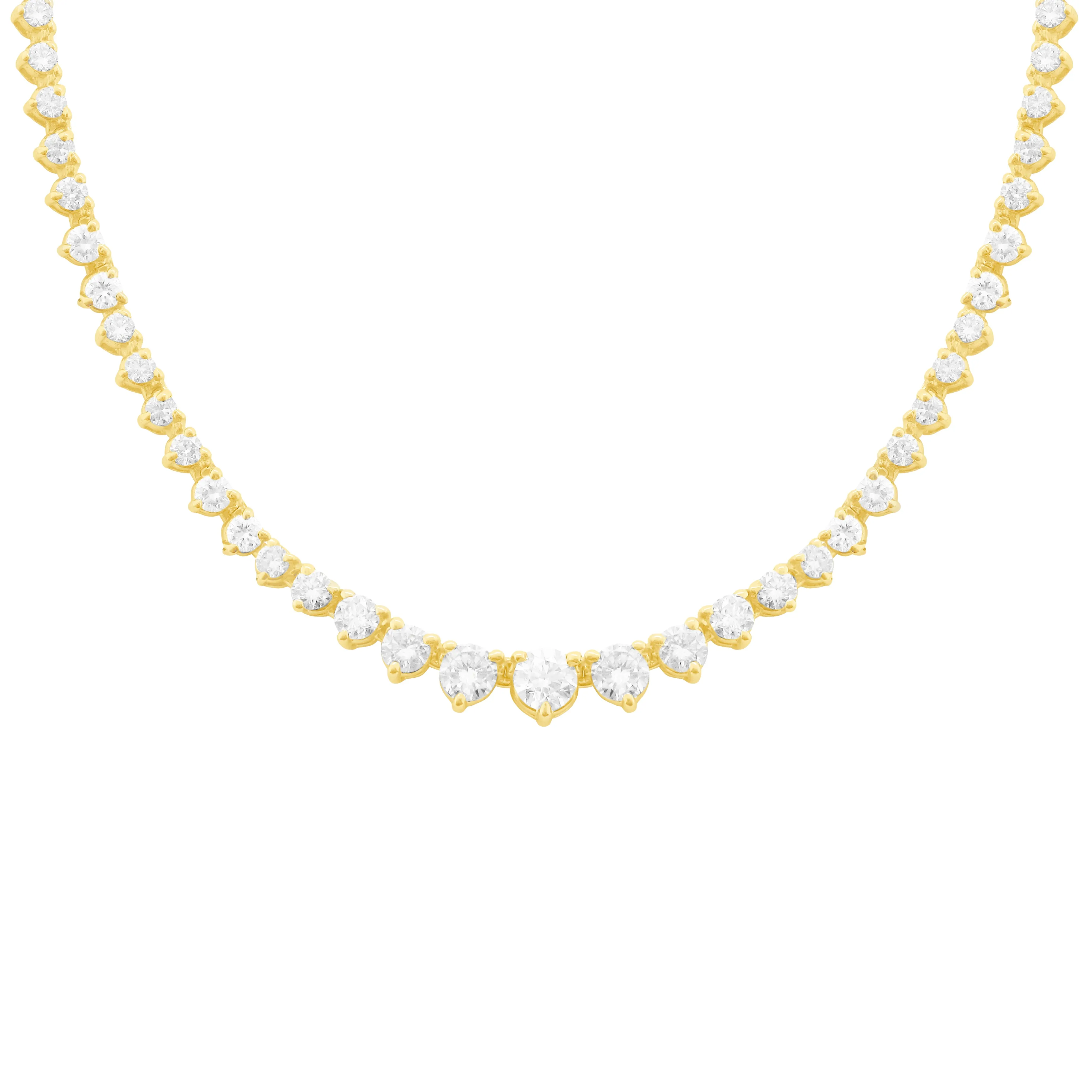 14K GOLD 6.76 CT DIAMOND GRADUATED TENNIS NECKLACE