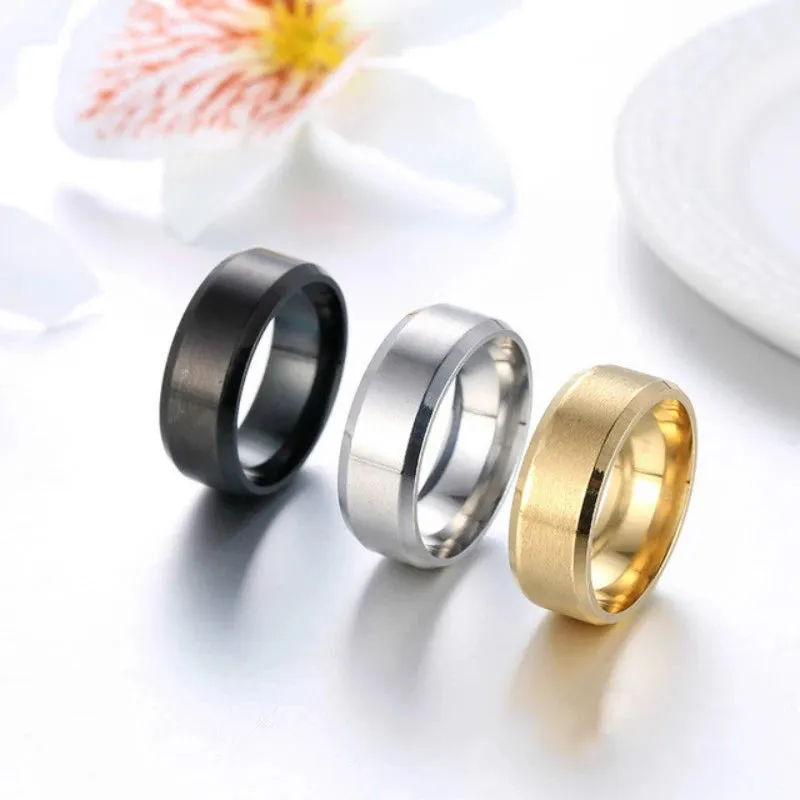 1pcs Double Bevel Edge Steel Titanium Finger Rings Party Favors for Men and Women Rings