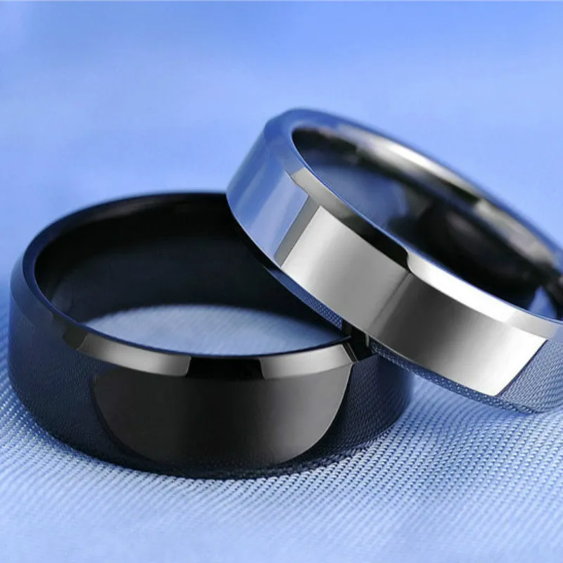 1pcs Double Bevel Edge Steel Titanium Finger Rings Party Favors for Men and Women Rings