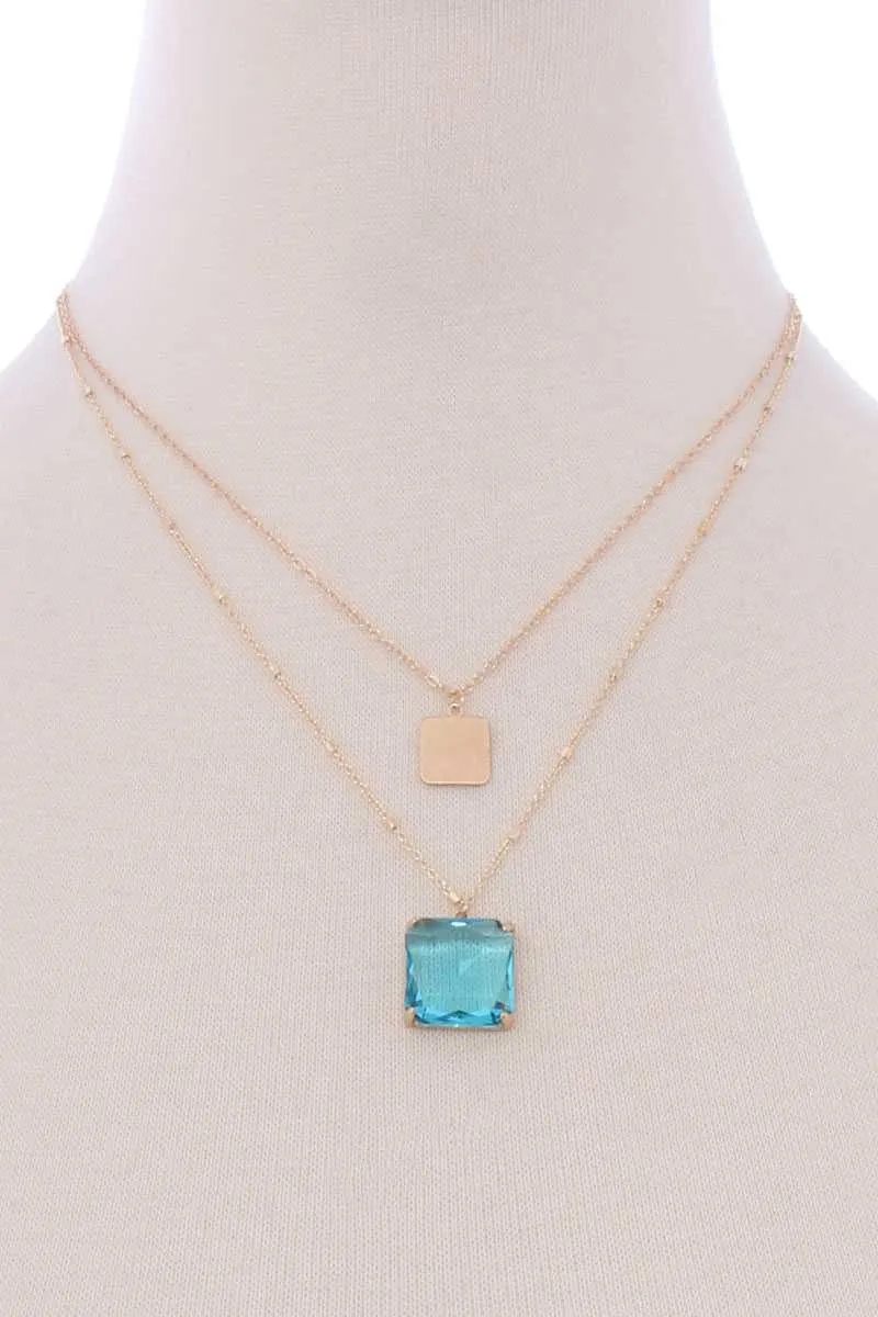 2 Layered Square Pendant Necklace