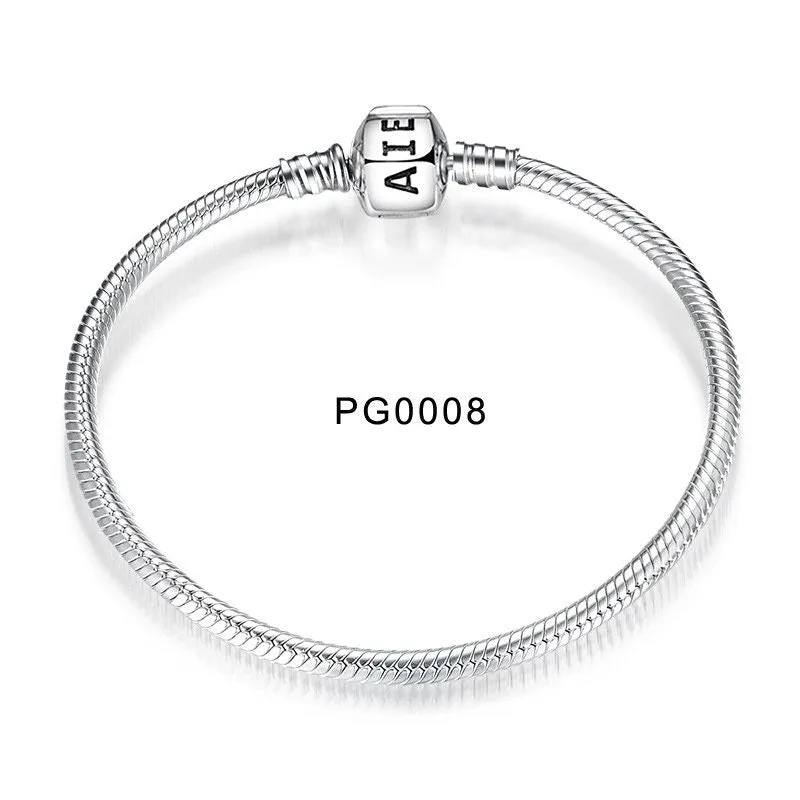 925 Silver Charm Bracelet Snake Chain Bracelet