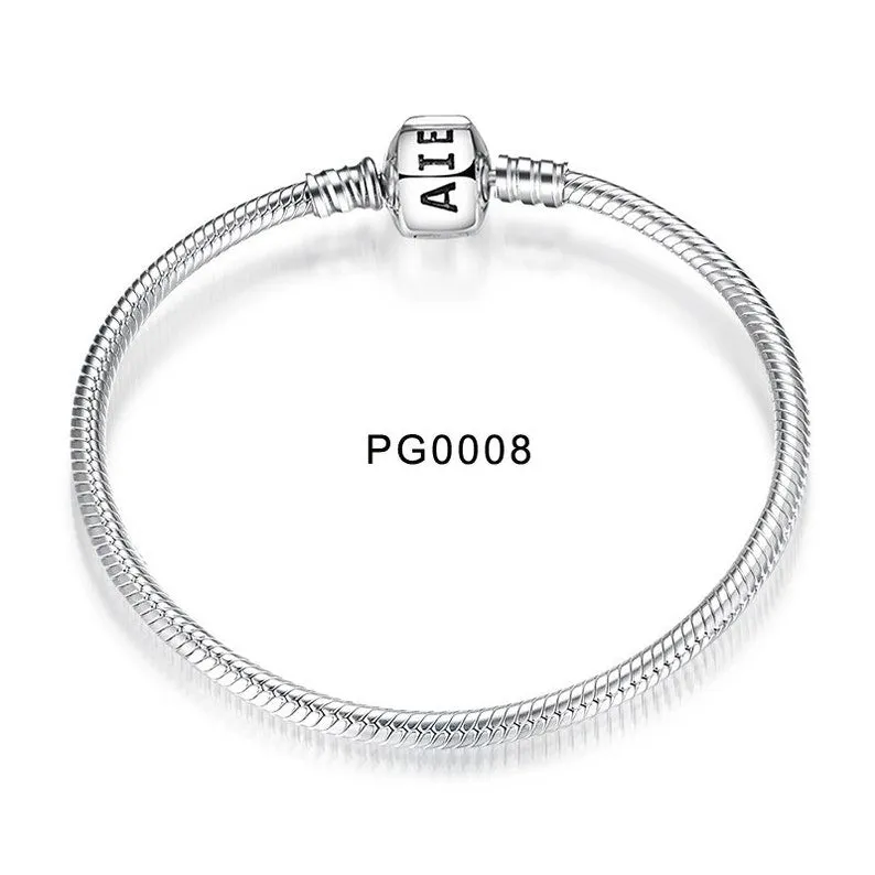 925 Silver Charm Bracelet Snake Chain Bracelet