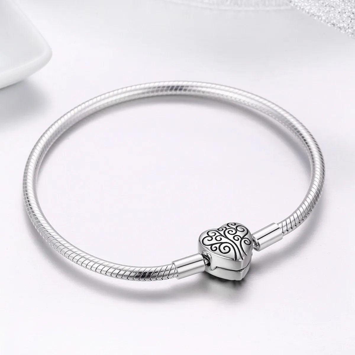 925 Silver Family Tree Snake Chain Bracelet