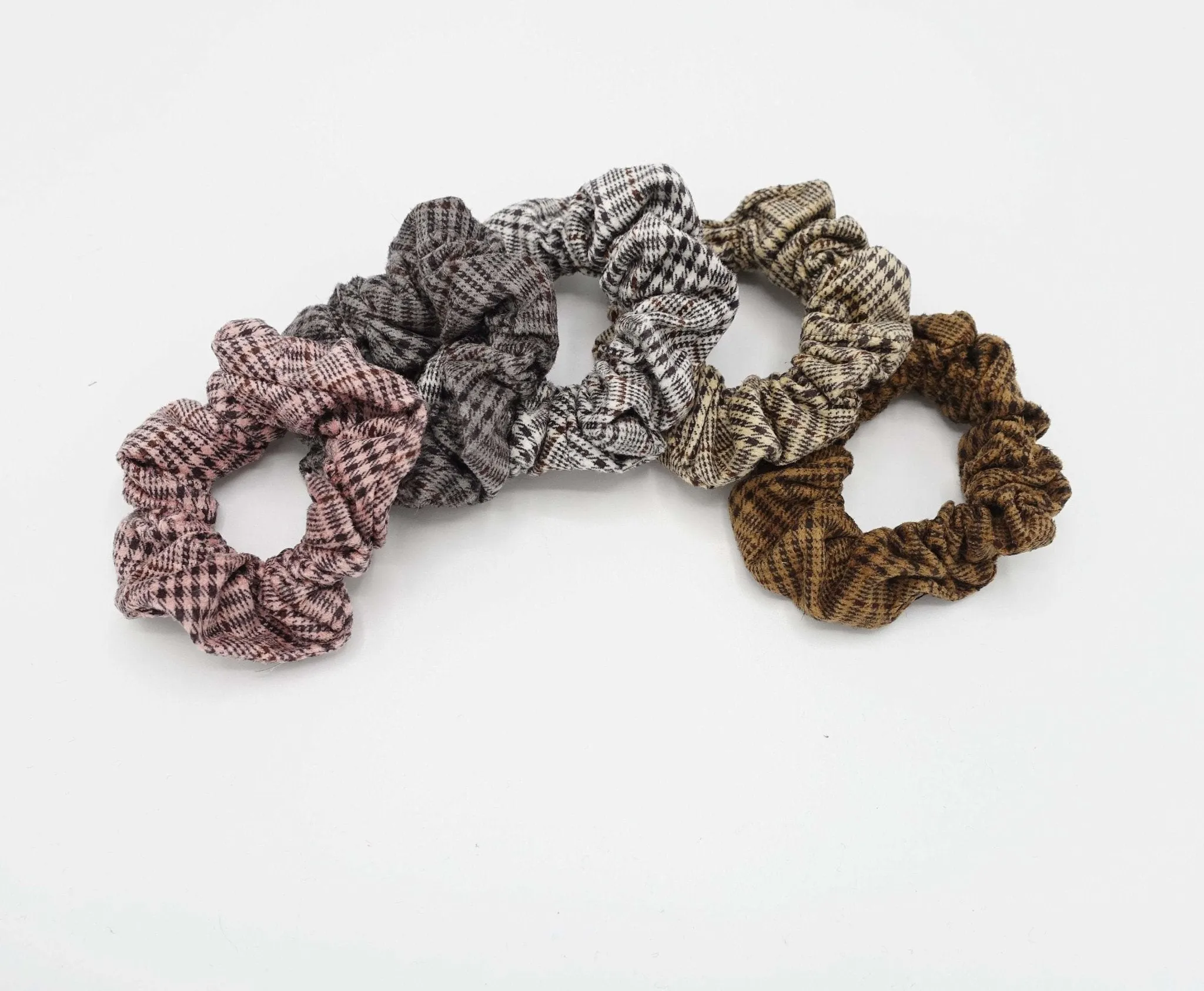 a set of 5 Suede plaid check scrunchies Autumn Winter Hair scrunchy women hair accessories