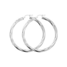 Acotis Silver Hoop Earrings Twisted G5109