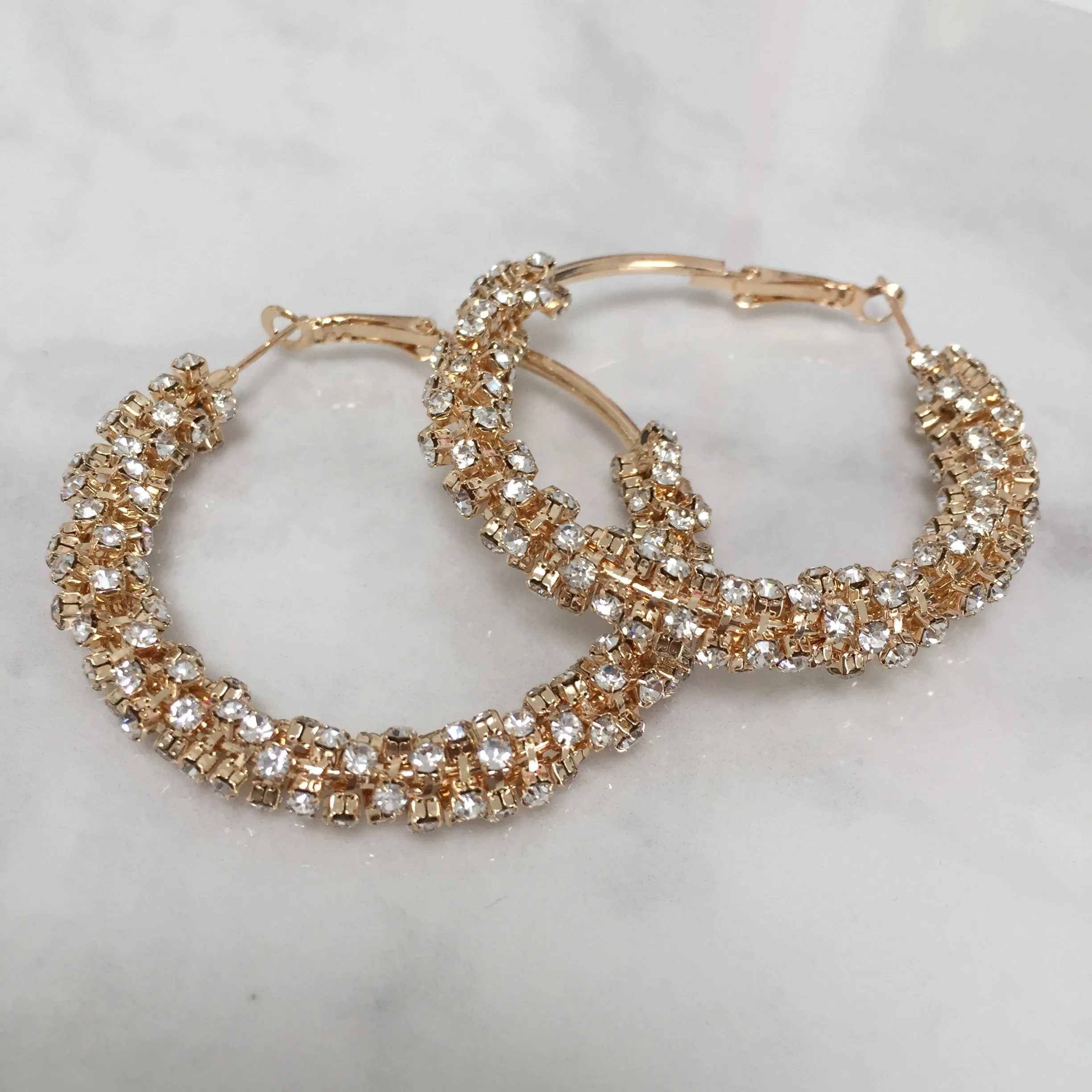 ALIA Diamonte Hoop Earrings (Gold & Silver)