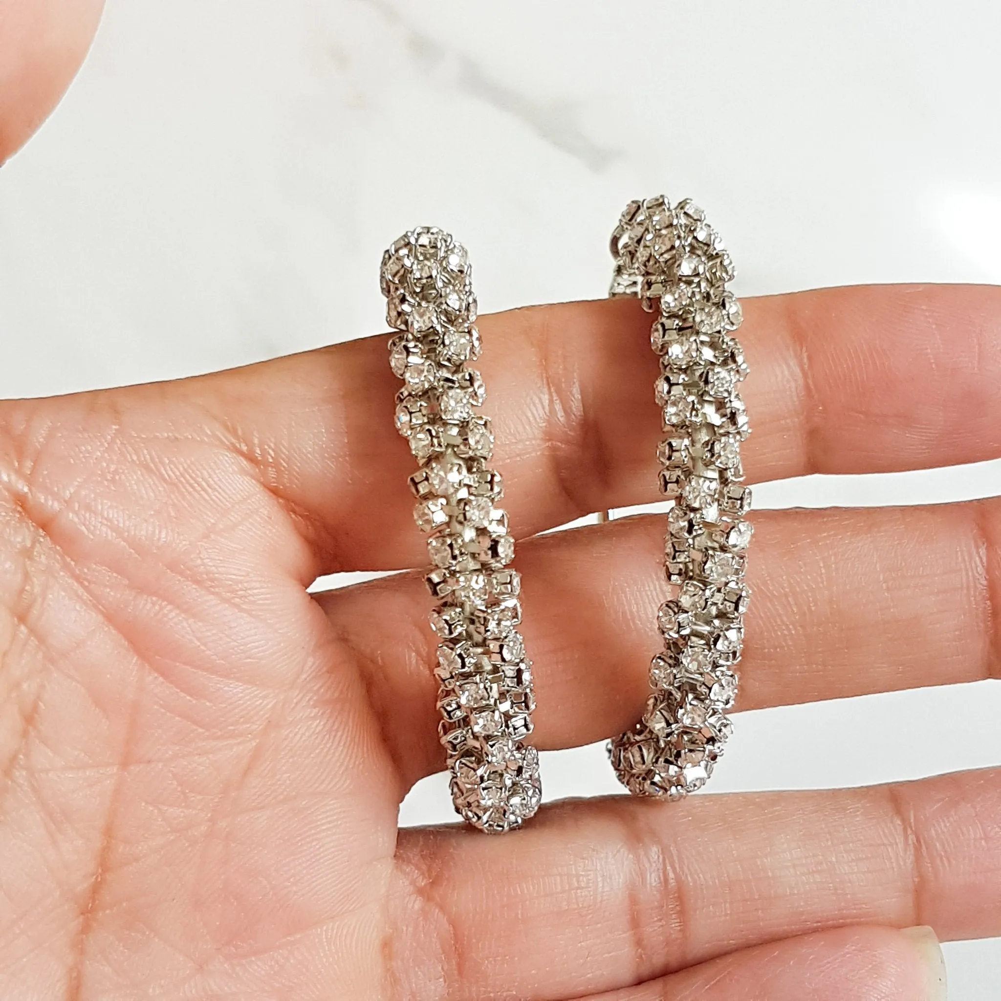 ALIA Diamonte Hoop Earrings (Gold & Silver)