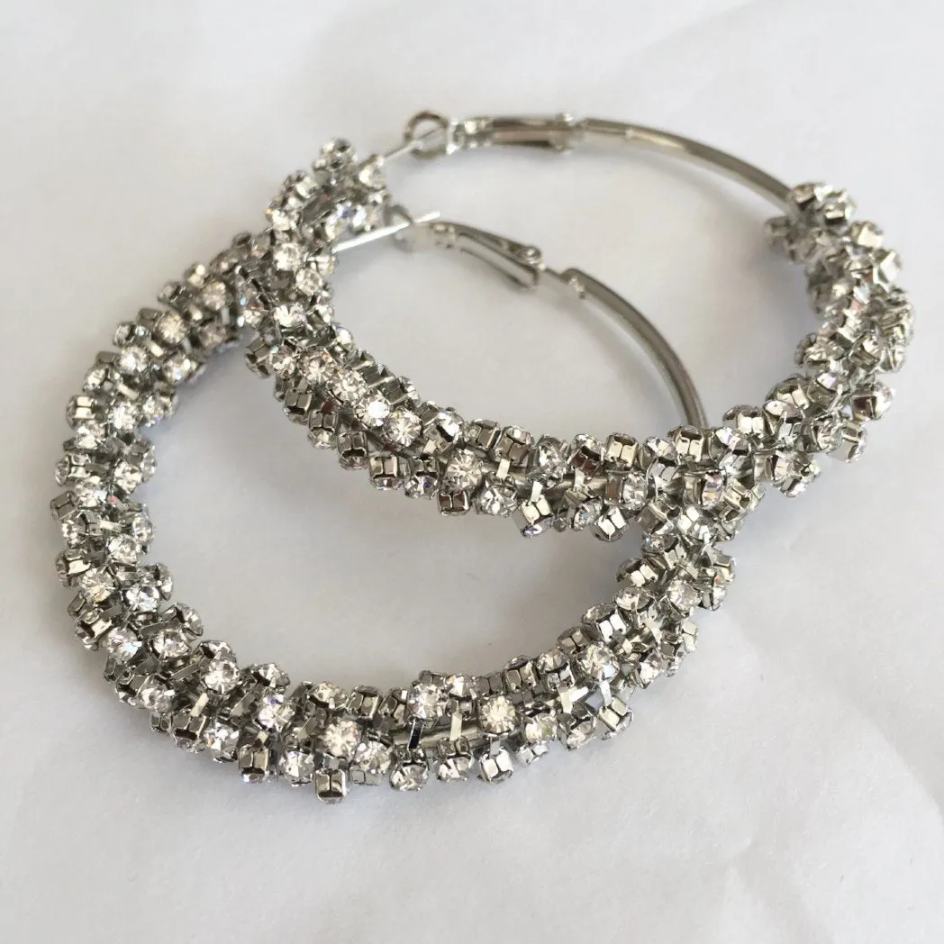 ALIA Diamonte Hoop Earrings (Gold & Silver)