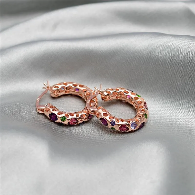 Allegro Loop Multi Gems Hoop Earrings