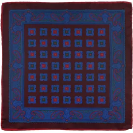 Ancient Madder Silk Pocket Square - Burgundy - 43x43cm