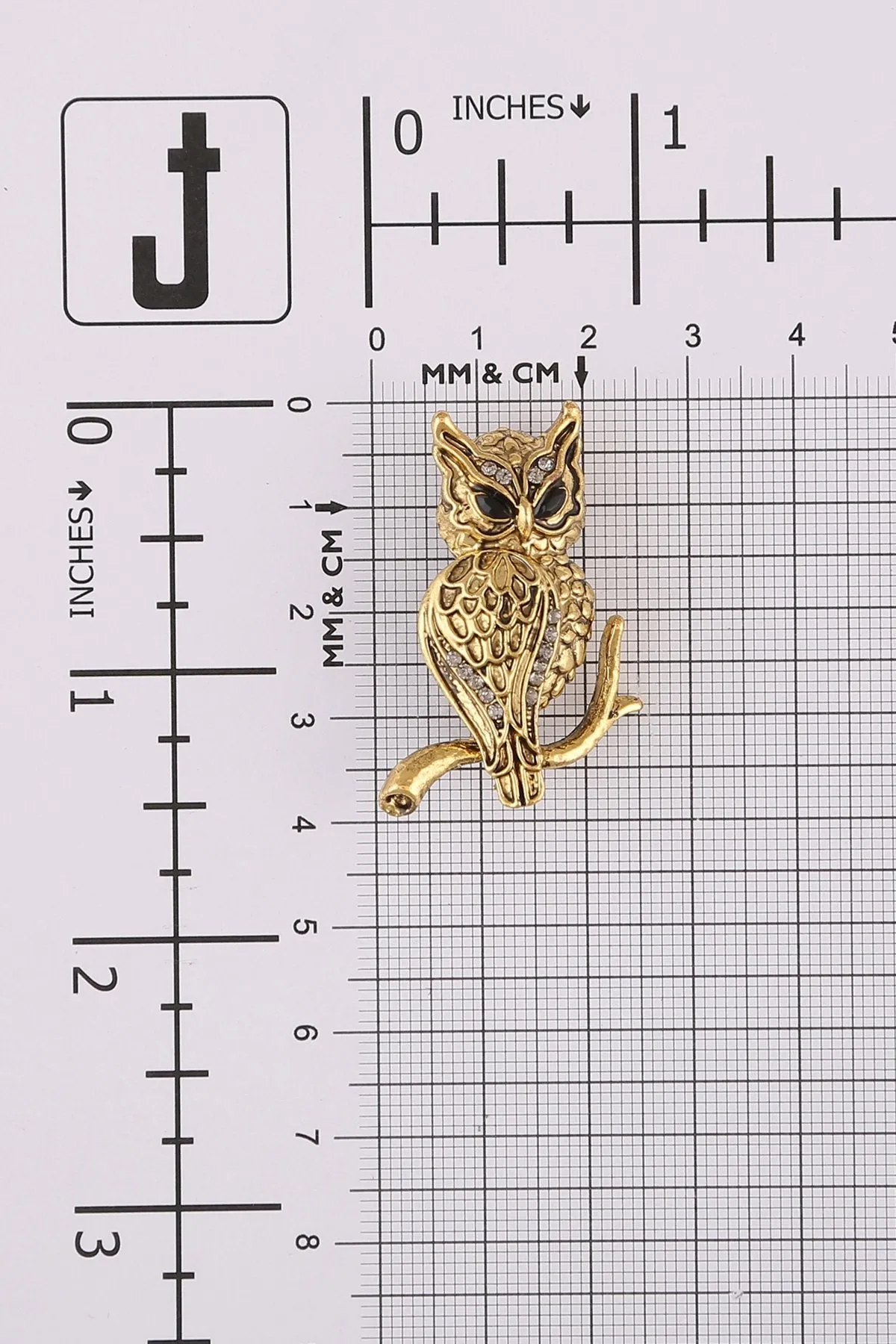 Antique Gold Colour Diamond Owl Luxury Bird Brooch Pin