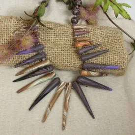 Artisan Handmade Lavender & Tan  Statement Necklace