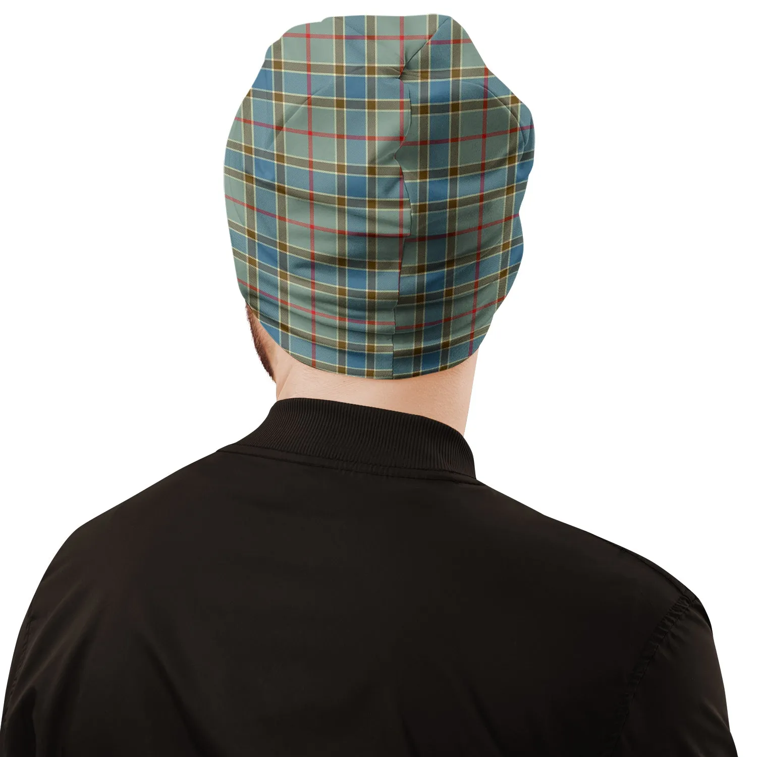 Balfour Blue Tartan Beanies Hat with Family Crest