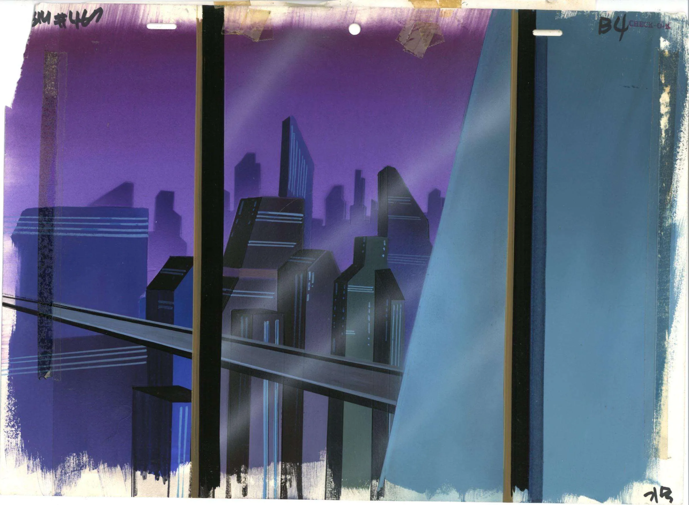 Batman Beyond Original Production Background With Matching Drawing