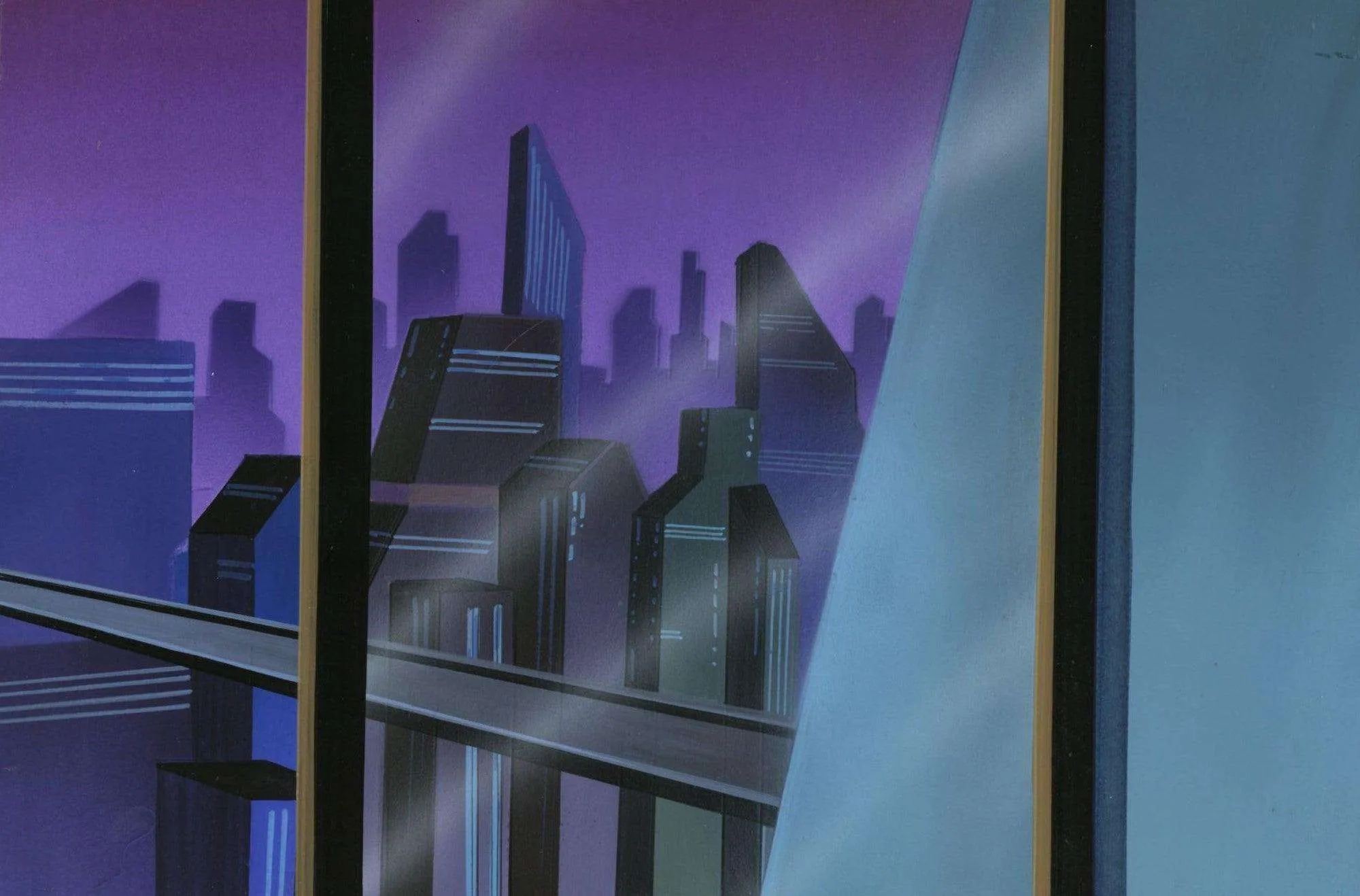 Batman Beyond Original Production Background With Matching Drawing