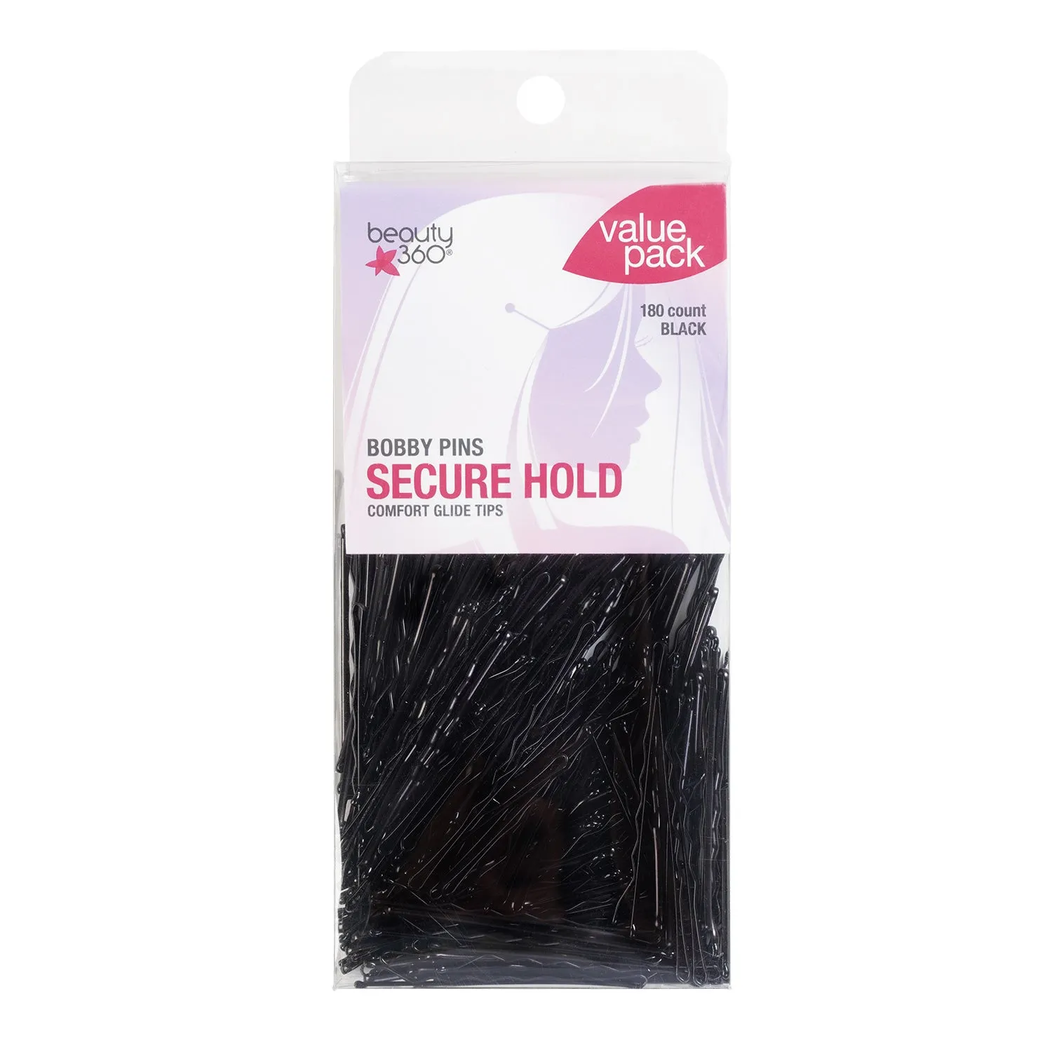 Beauty 360 Secure Hold Comfort Glide Tips Bobby Pins Black 180ct