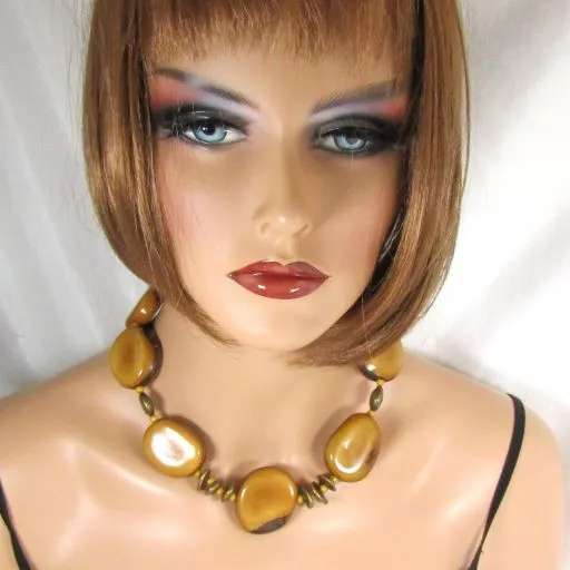 Big Bold Beaded Beige Necklace