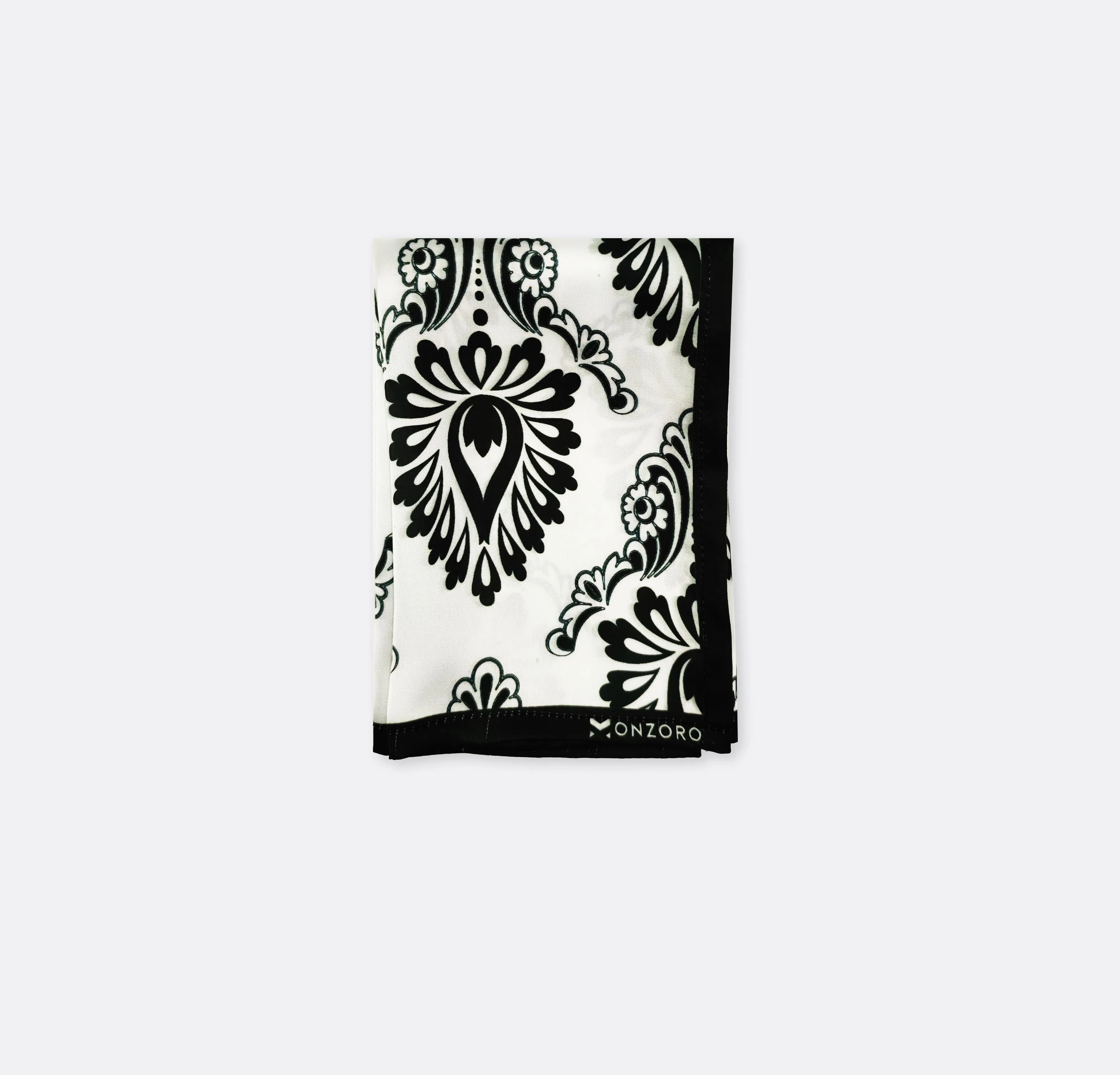 BLACK & WHITE TURKISH FLORAL - SILK POCKET SQUARES