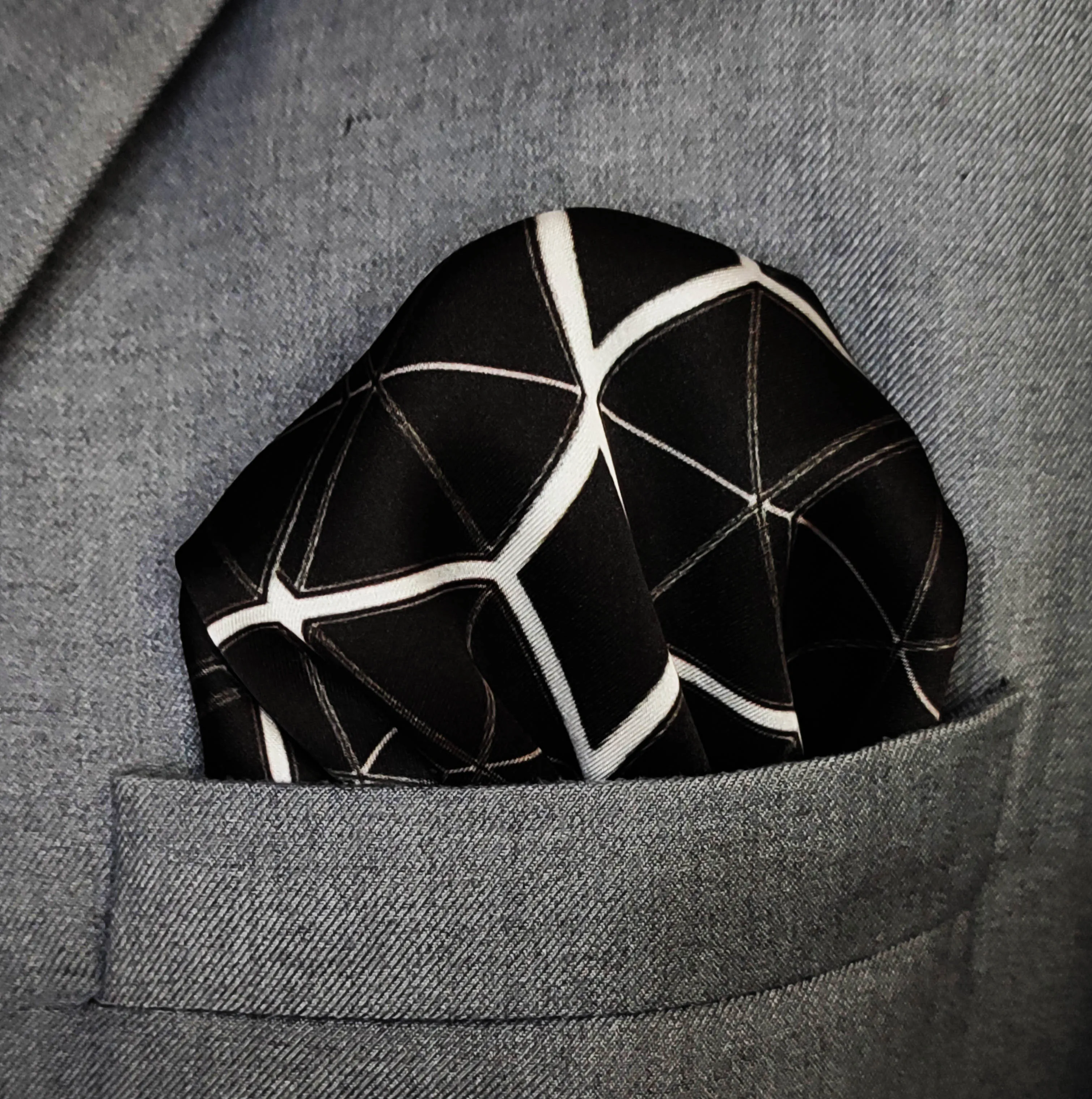 Black and White Hexagonal - Silk Pocket Squares