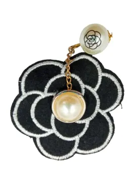 Black Camellia Flower Brooch