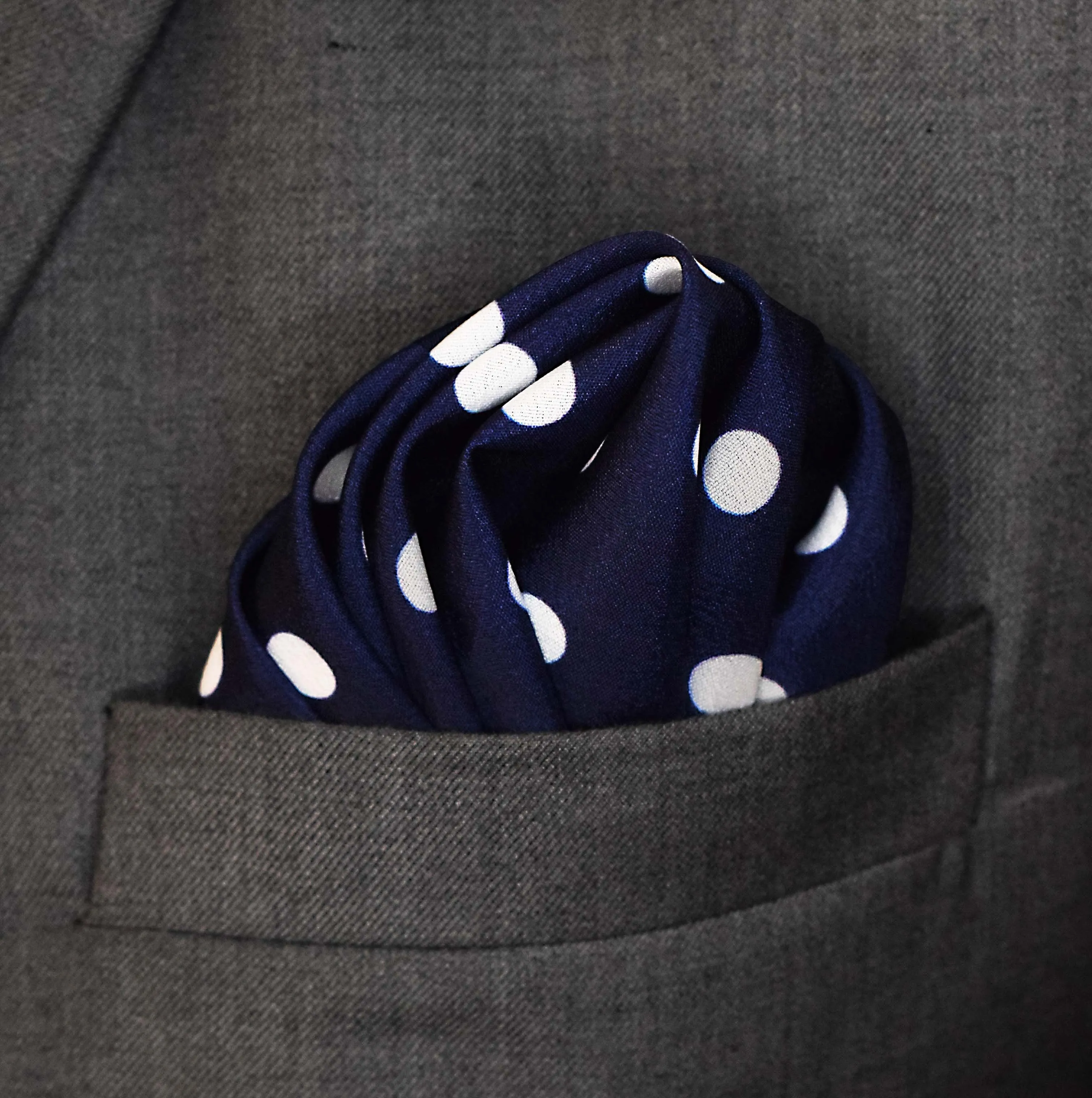 Blue Polka Drops - Silk Pocket Squares