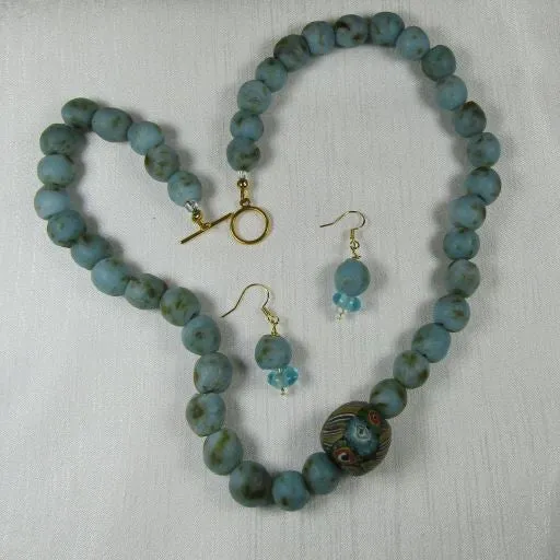 Bold Turquoise Artisan Necklace & Earrings