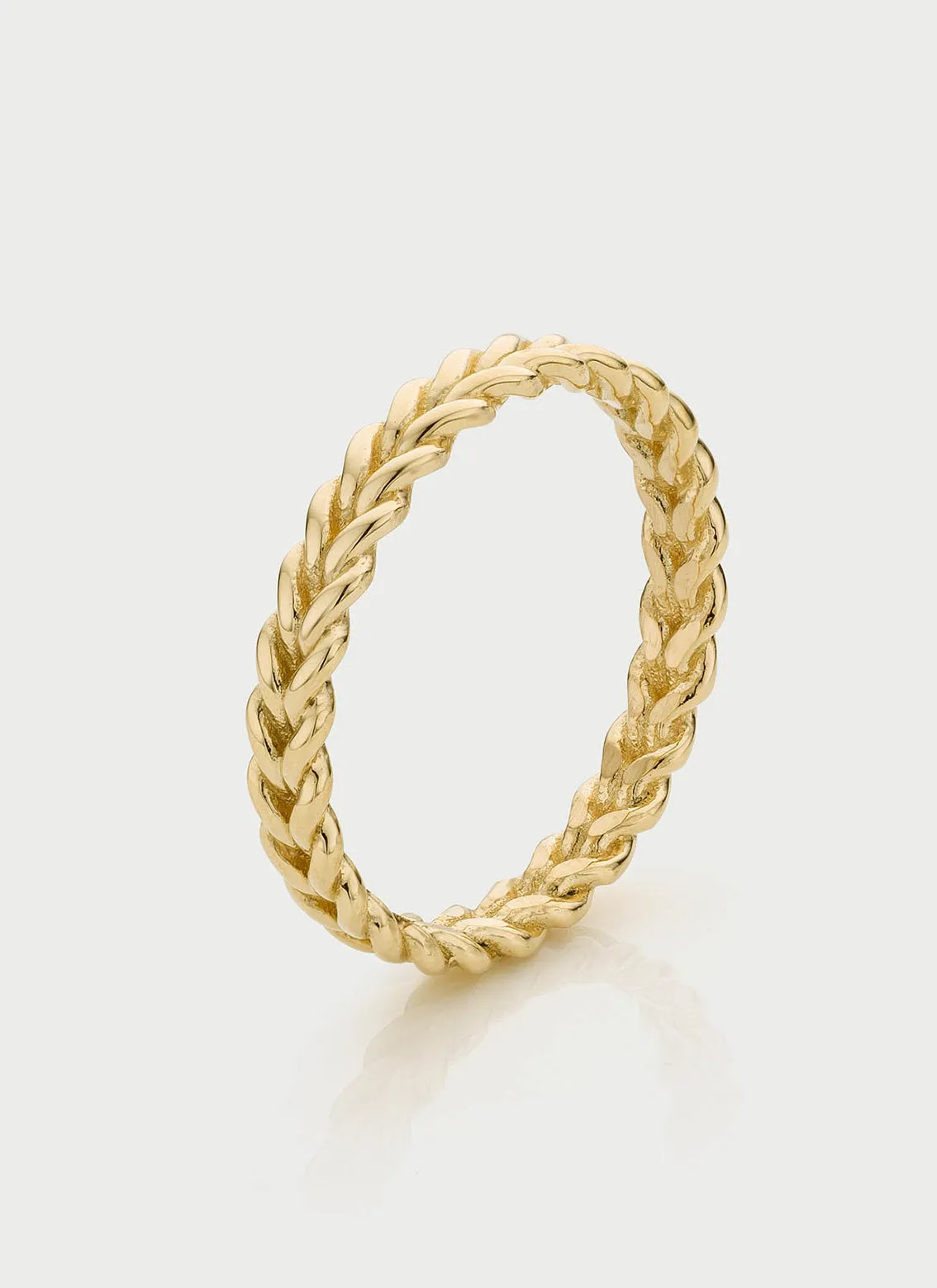 Braided twist band ring 14k gold