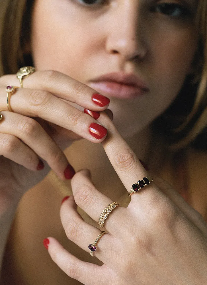 Braided twist band ring 14k gold