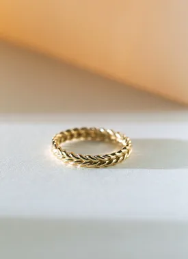 Braided twist band ring 14k gold