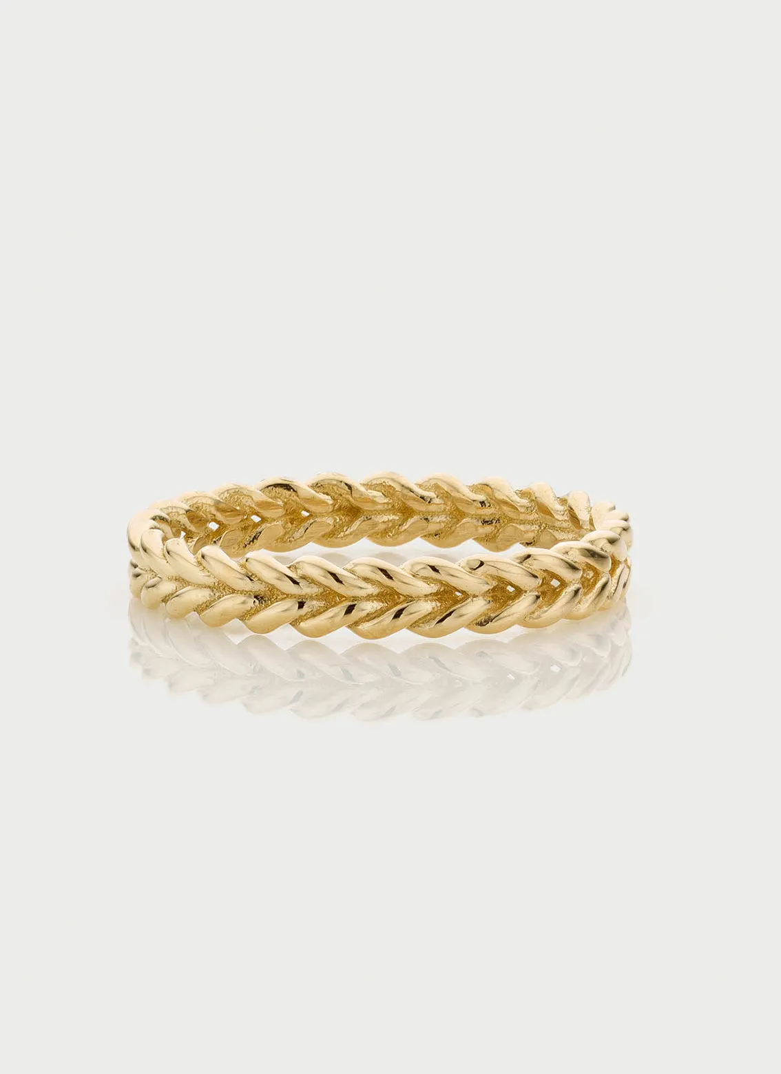 Braided twist band ring 14k gold