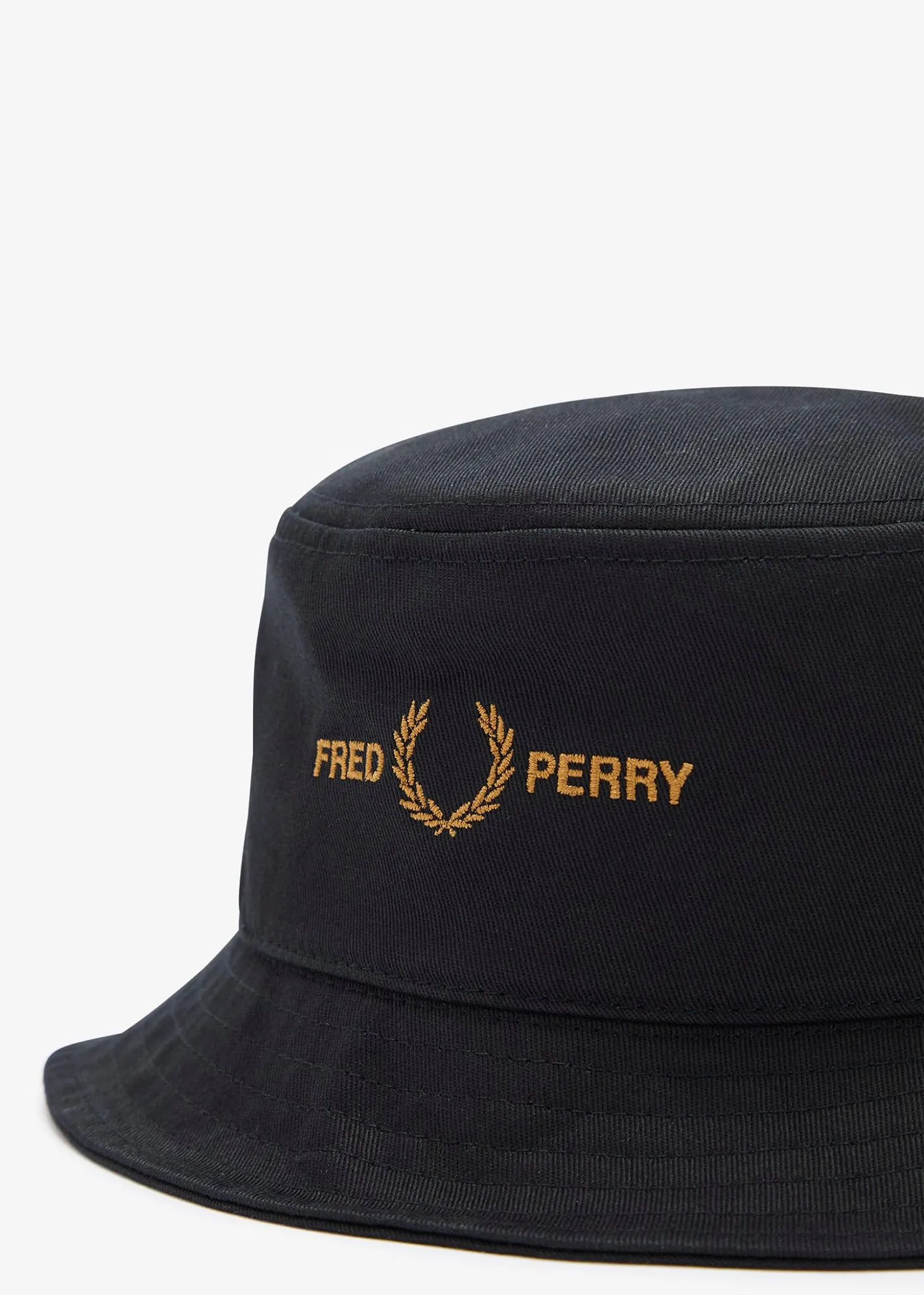 Branded twill bucket hat - black