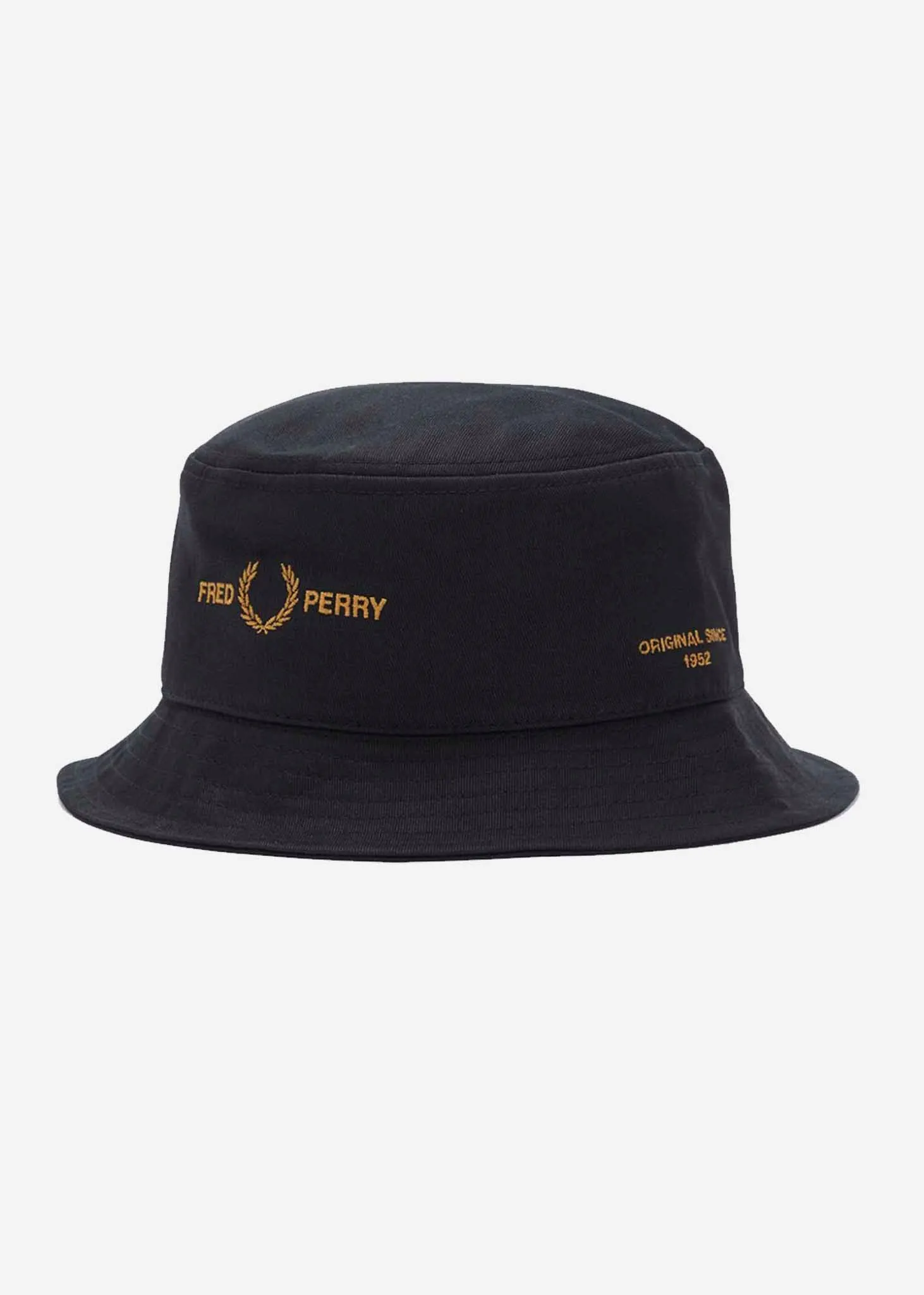 Branded twill bucket hat - black