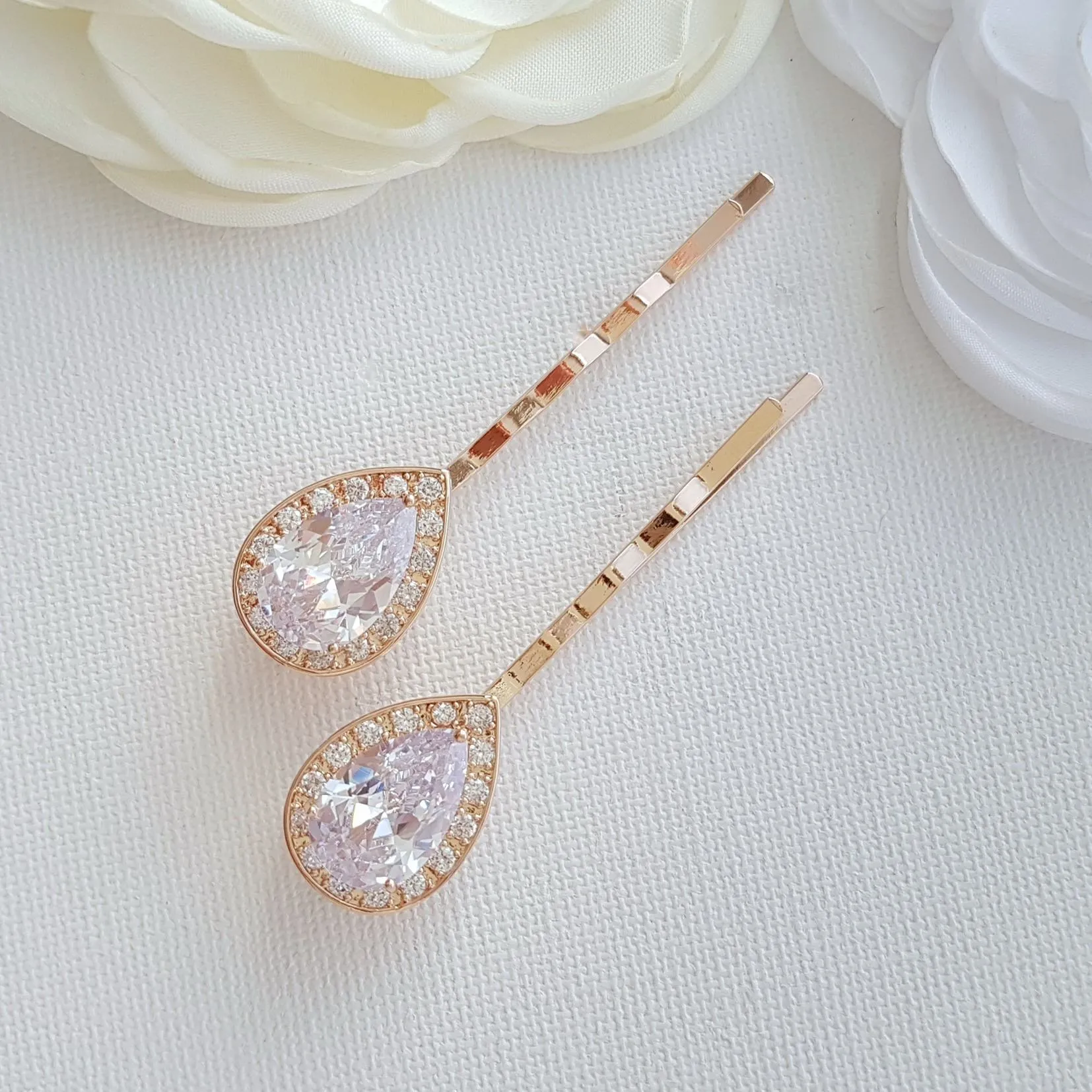 Bridal Hair Pins Rose Gold- Evelyn