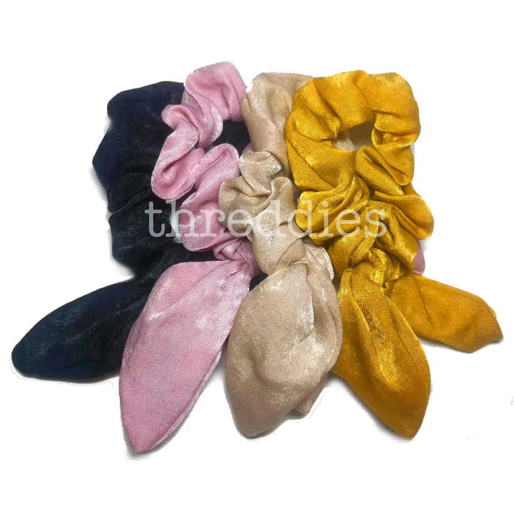 Brocade Satin Scrunchies with Tails