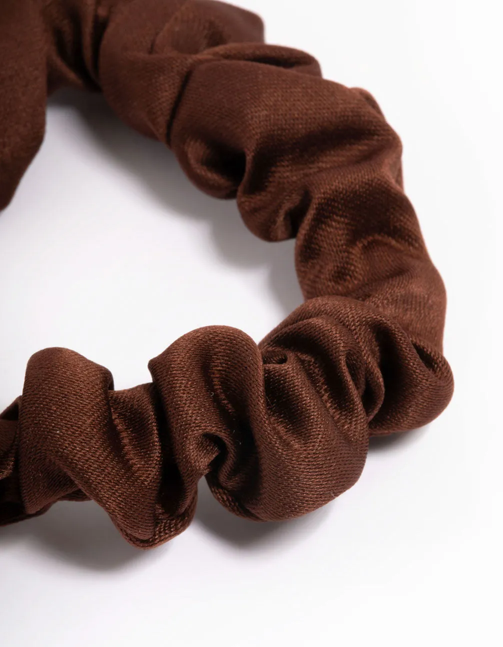 Brown Fabric Narrow Scrunchie