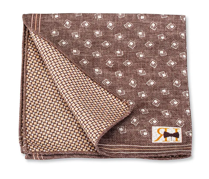 Brown Geometric Pocket Square - 5660