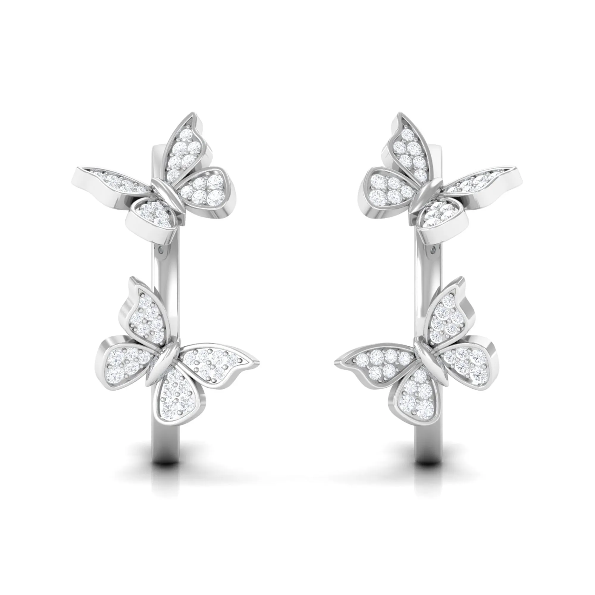 Butterfly Inspired Diamond Half Hoop Earrings