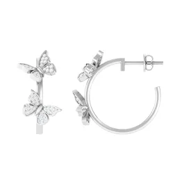 Butterfly Inspired Diamond Half Hoop Earrings