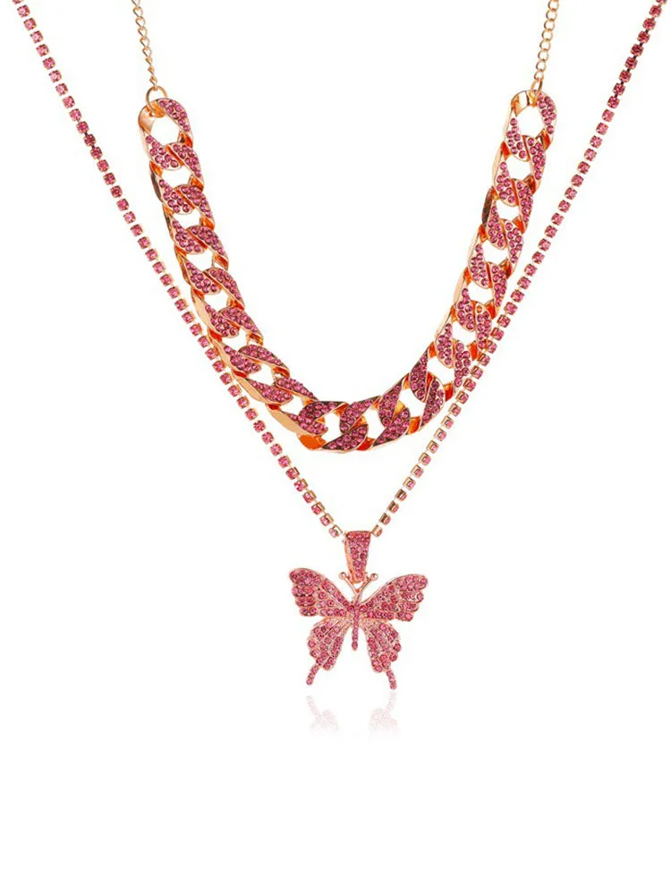 Butterfly Pendant Layered Necklaces