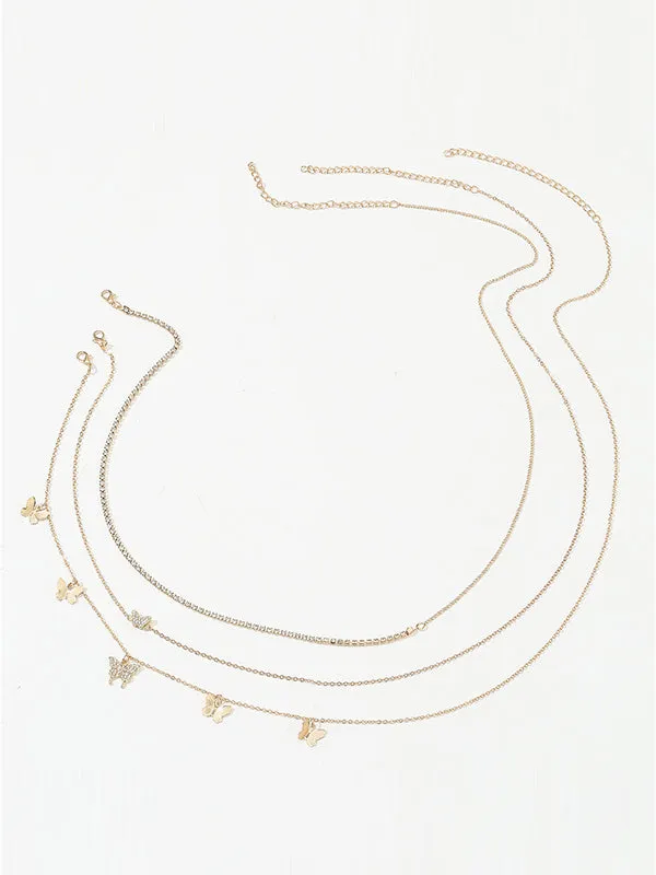 Butterfly Shape Chains Triple Layered Waist Chain Accessories