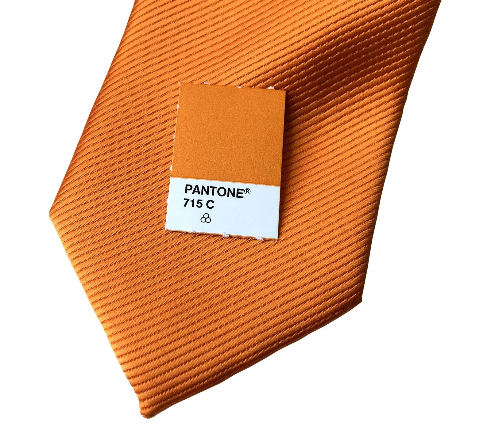 Carrot Orange Pocket Square. Solid Color Fine-Stripe, No Print