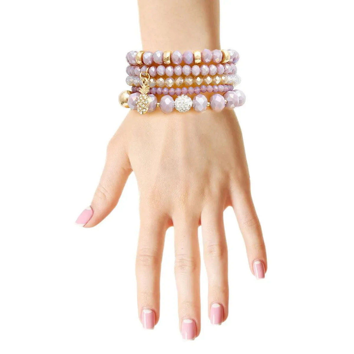 Charm Your Wrist: Purple Beaded Bracelets with Tropical Dangle