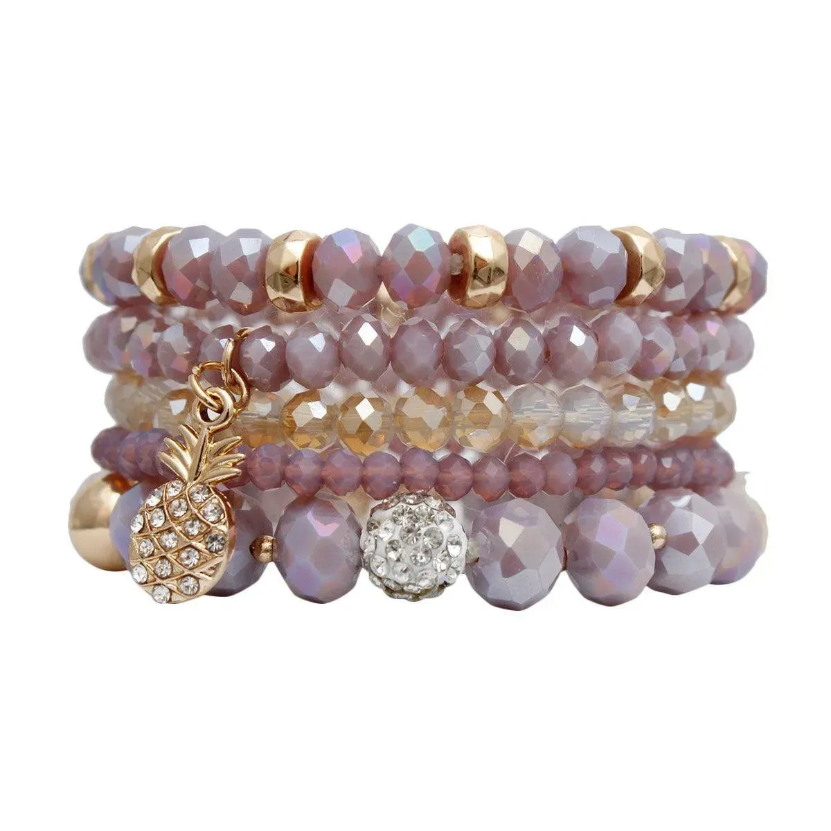 Charm Your Wrist: Purple Beaded Bracelets with Tropical Dangle