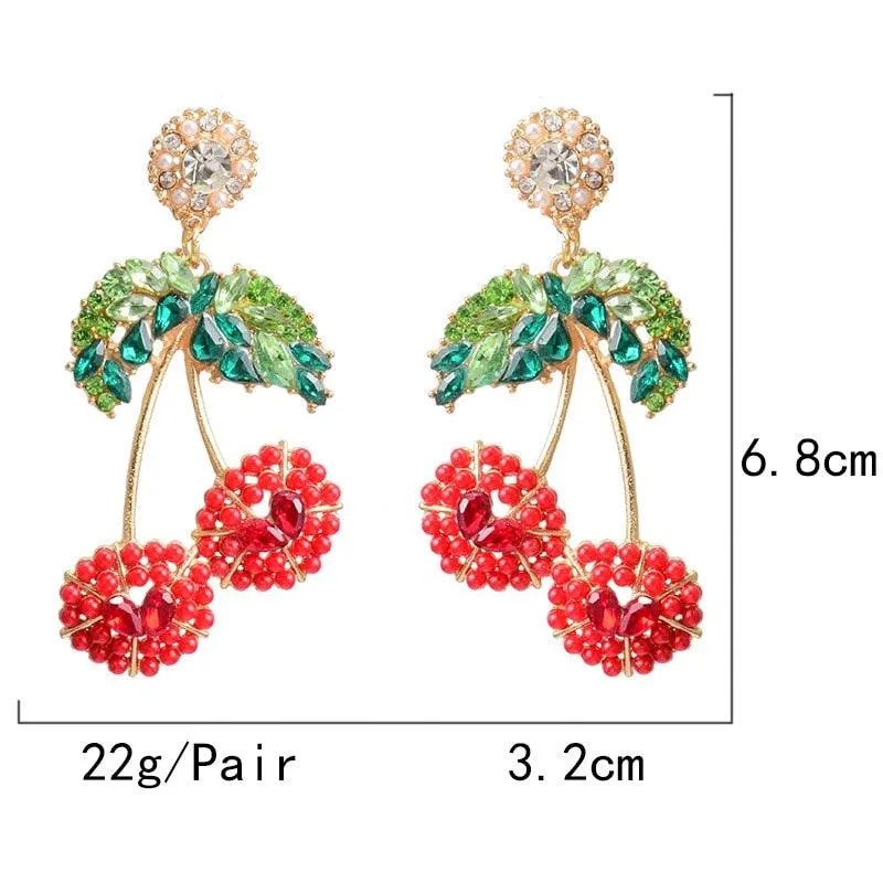 Cherry-Shaped Studded Drop Earrings