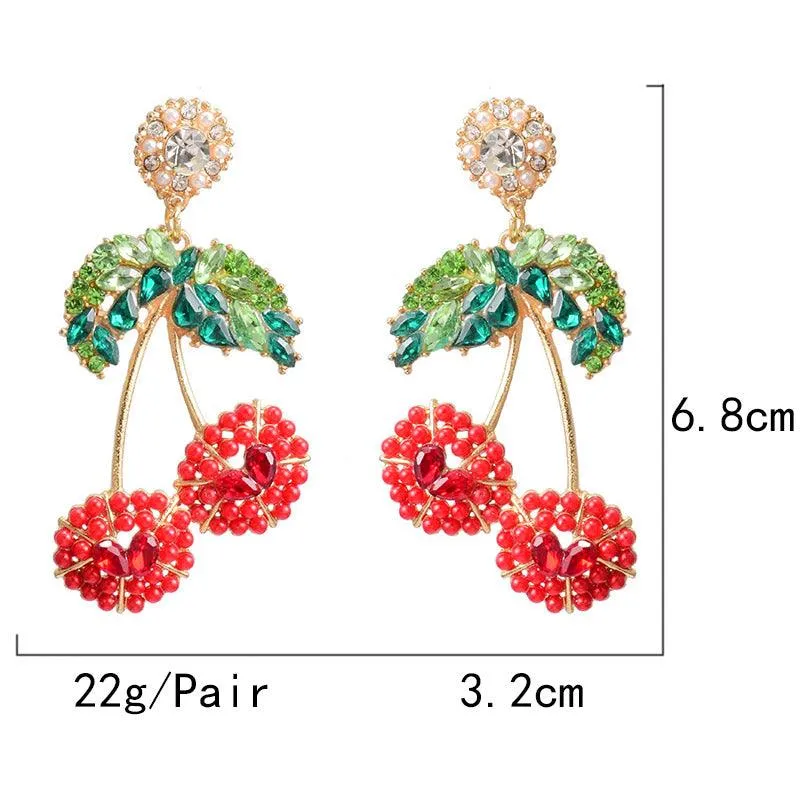 Cherry-Shaped Studded Drop Earrings