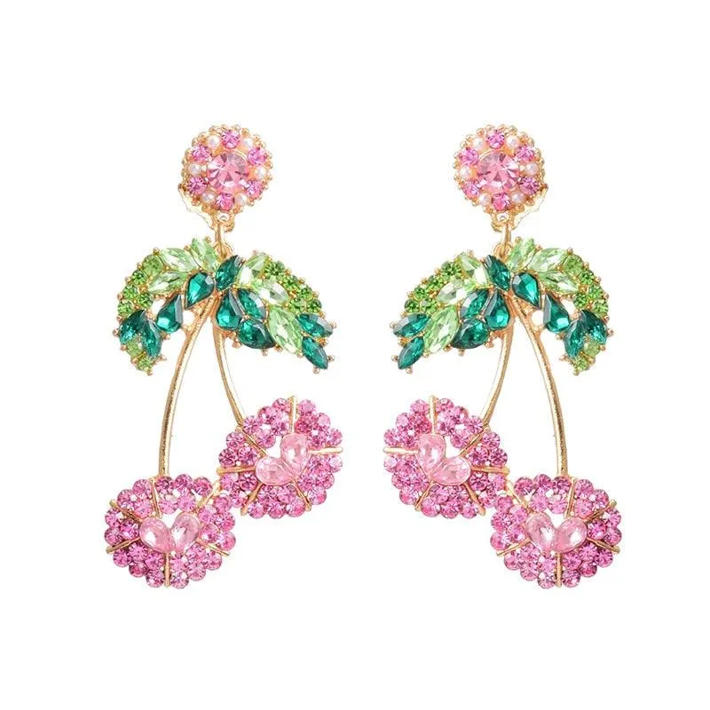 Cherry-Shaped Studded Drop Earrings